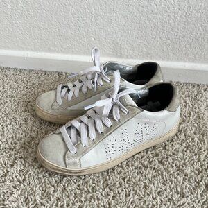 P448 John Leather Suede Low Top Sneakers White Sz EU 37 / 7 US